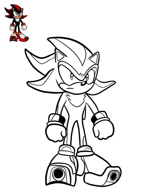 Coloriage Shadow le hérisson noir de Sonic Adventure - Sonic à imprimer